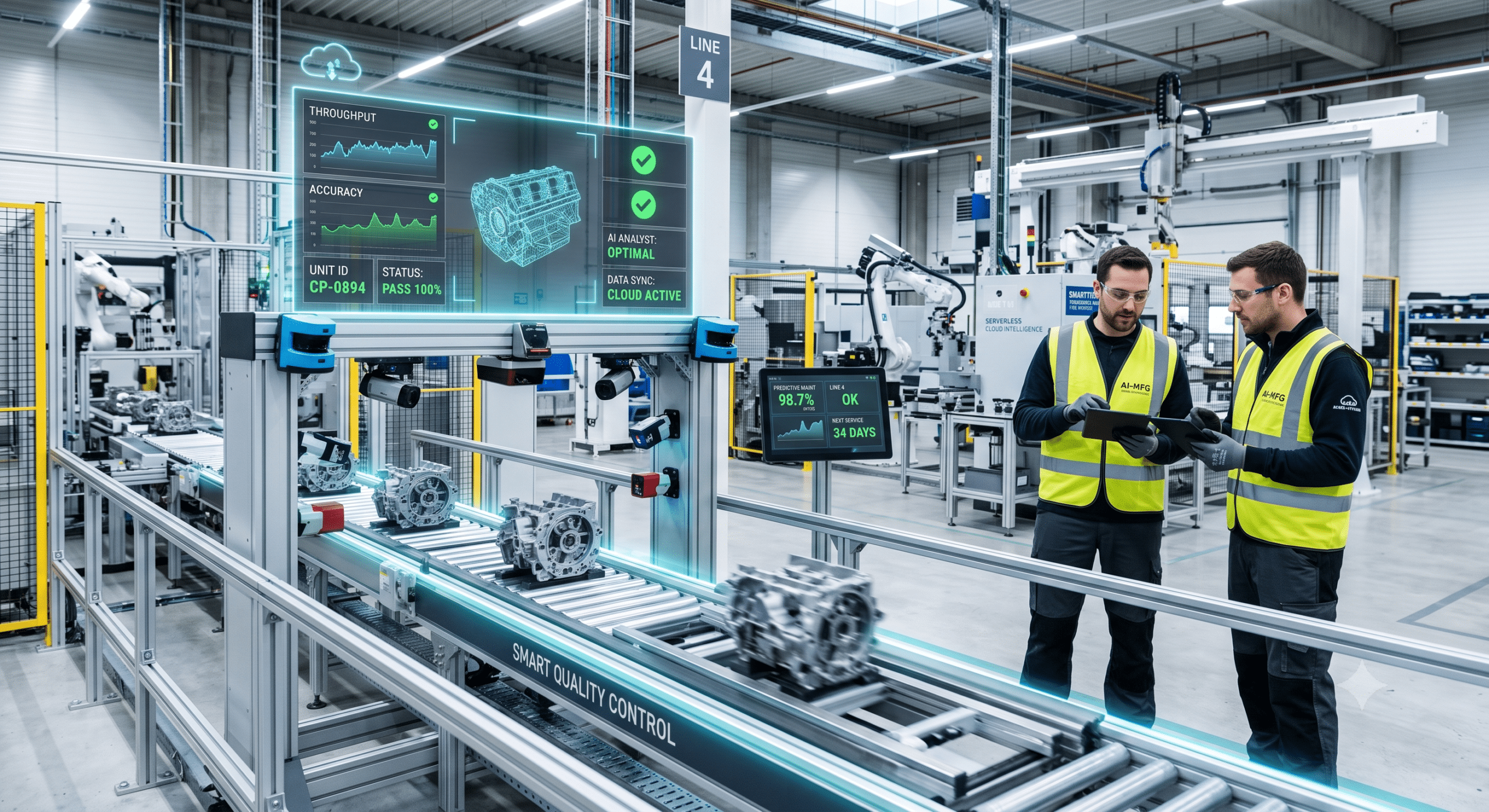 Serverless computing enables AI-powered quality control, cloud analytics, and automated manufacturing with real-time monitoring and smart factory automation.